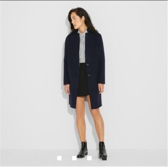Theory Woman's Size XS IWG Alma Reversible Coat Crosbv Doubleface Oversized Blue - Picture 1 of 16